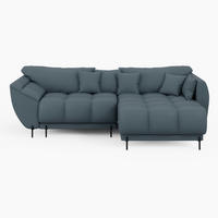 ECKSOFA LEGRO Rechts HellblauVelours Pet Friendly L-Form Couch mit Schlaffunktion & Bettkasten - Schwarz/Hellblau, Holz (285/180cm) - Barchello