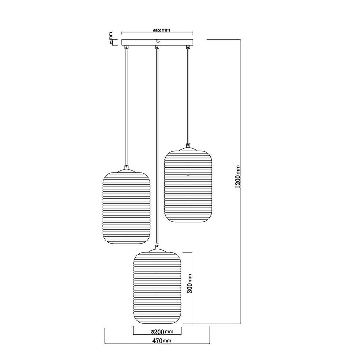 LED HÄNGELEUCHTE JEFREY Metall, Grau, Glas, 3-flammig - Grau, Glas (47/47/120cm) - Globo Lighting