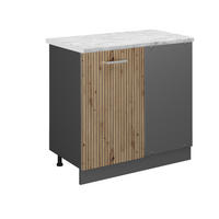 ECKUNTERSCHRANK R-Line Artisan-Eiche 86 cm AP Marmor - Anthrazit/Eiche Artisan, Holzwerkstoff (86/81.6/60cm) - Vicco