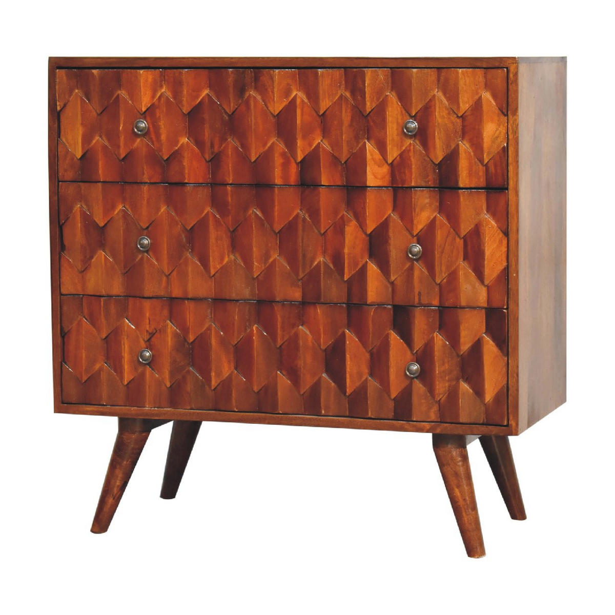 KOMMODE aus Massivholz - Messingfarben/Braun, Holz/Metall (75/77/35cm) - Artisan Furniture