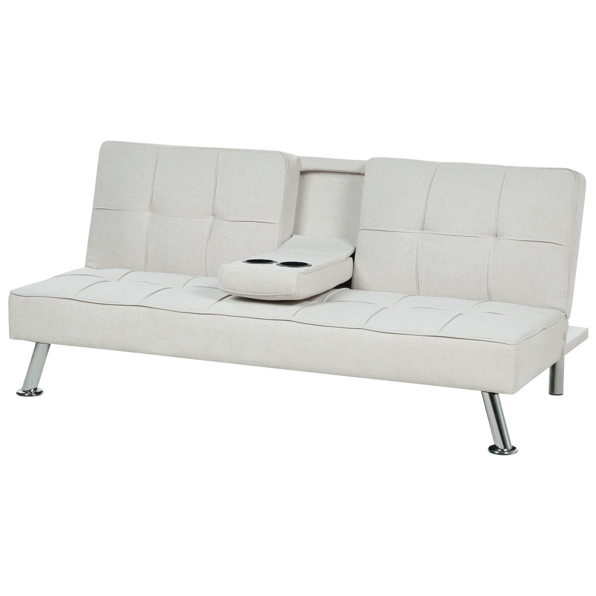 3-SITZER-SCHLAFSOFA hellbeige Roxen - Beige/Silberfarben, Textil (168/77/81cm) - Beliani