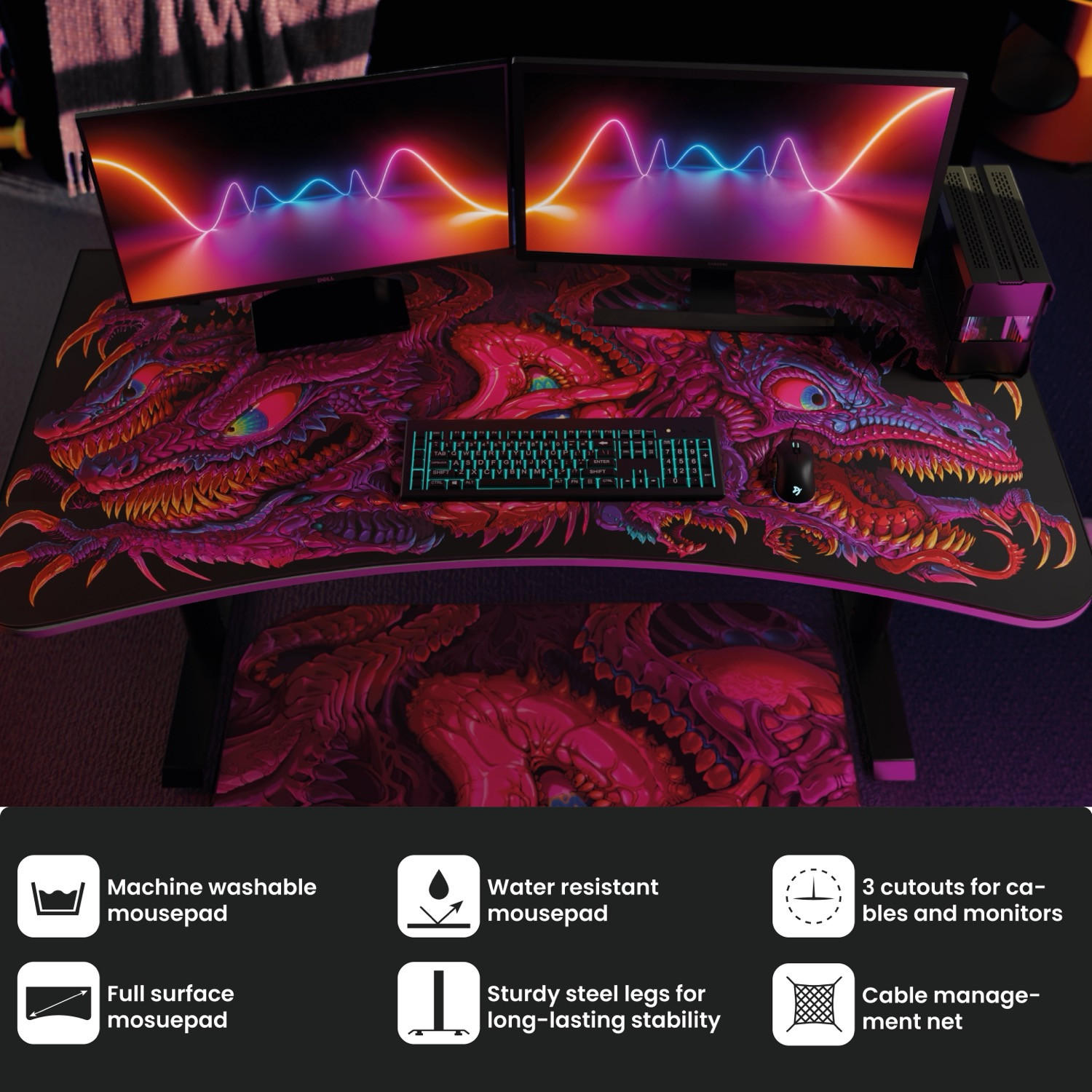 Arozzi Gamingtisch Schwarz, Mehrfarbig 160x71x82 cm