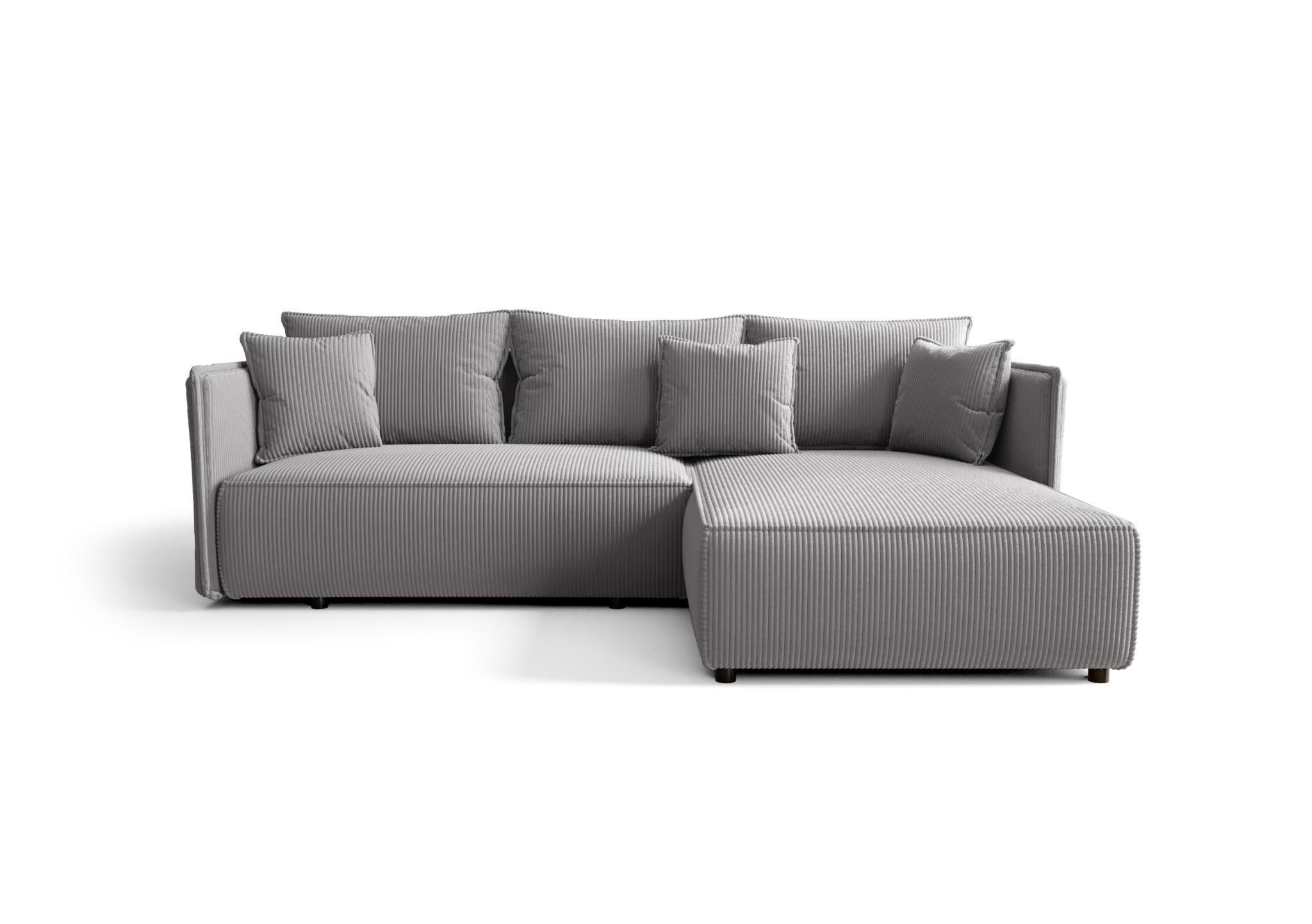 ECKSOFA mit Schlaffunktion MILANO R Poso 055 Rechts - Hellgrau, Textil (245/185cm) - Bedante