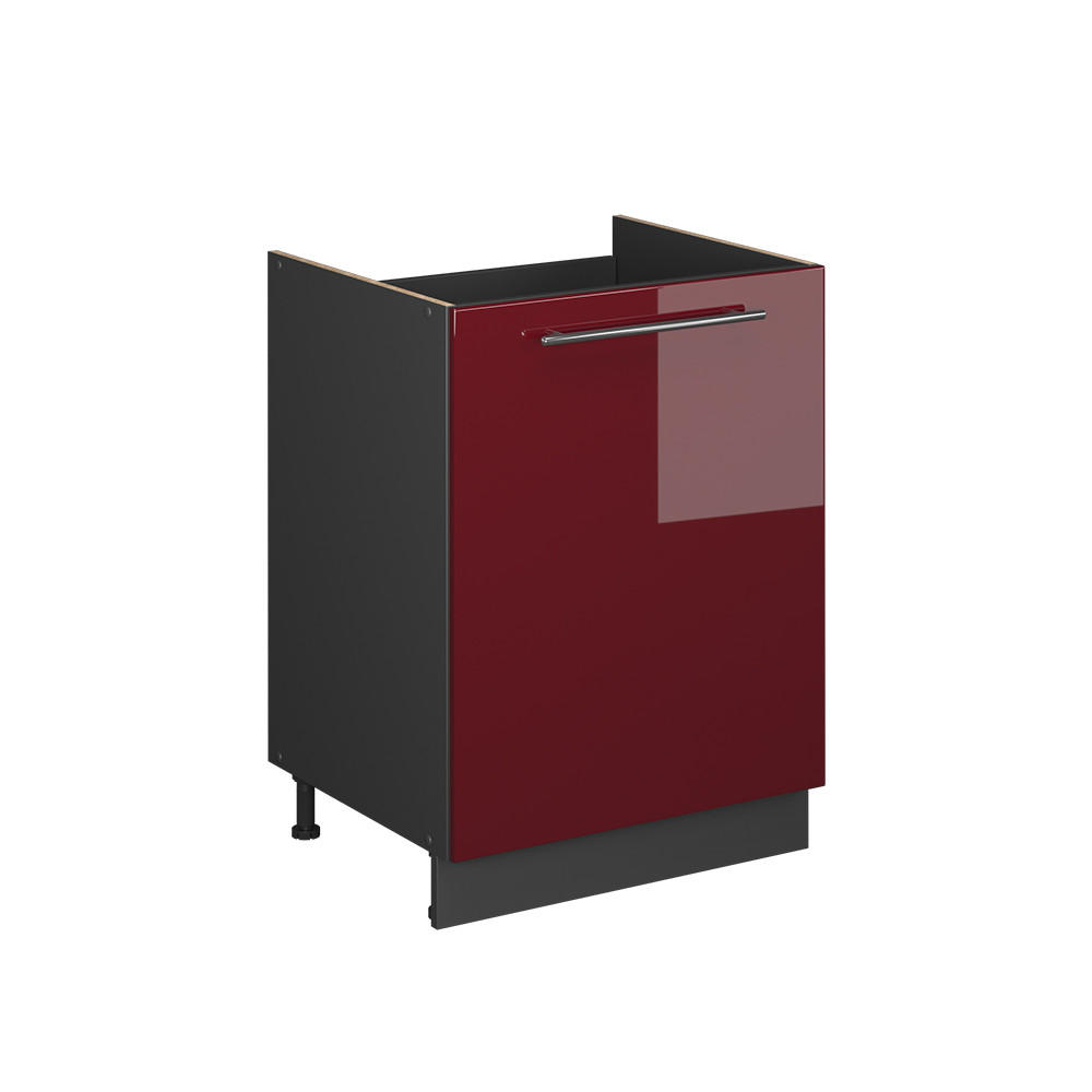 DISKBÄNKSSKÅP Fame-Line, Bordeaux högblank/antracit, 60 cm Bordeaux, Antracit 82/60/51.6 cm