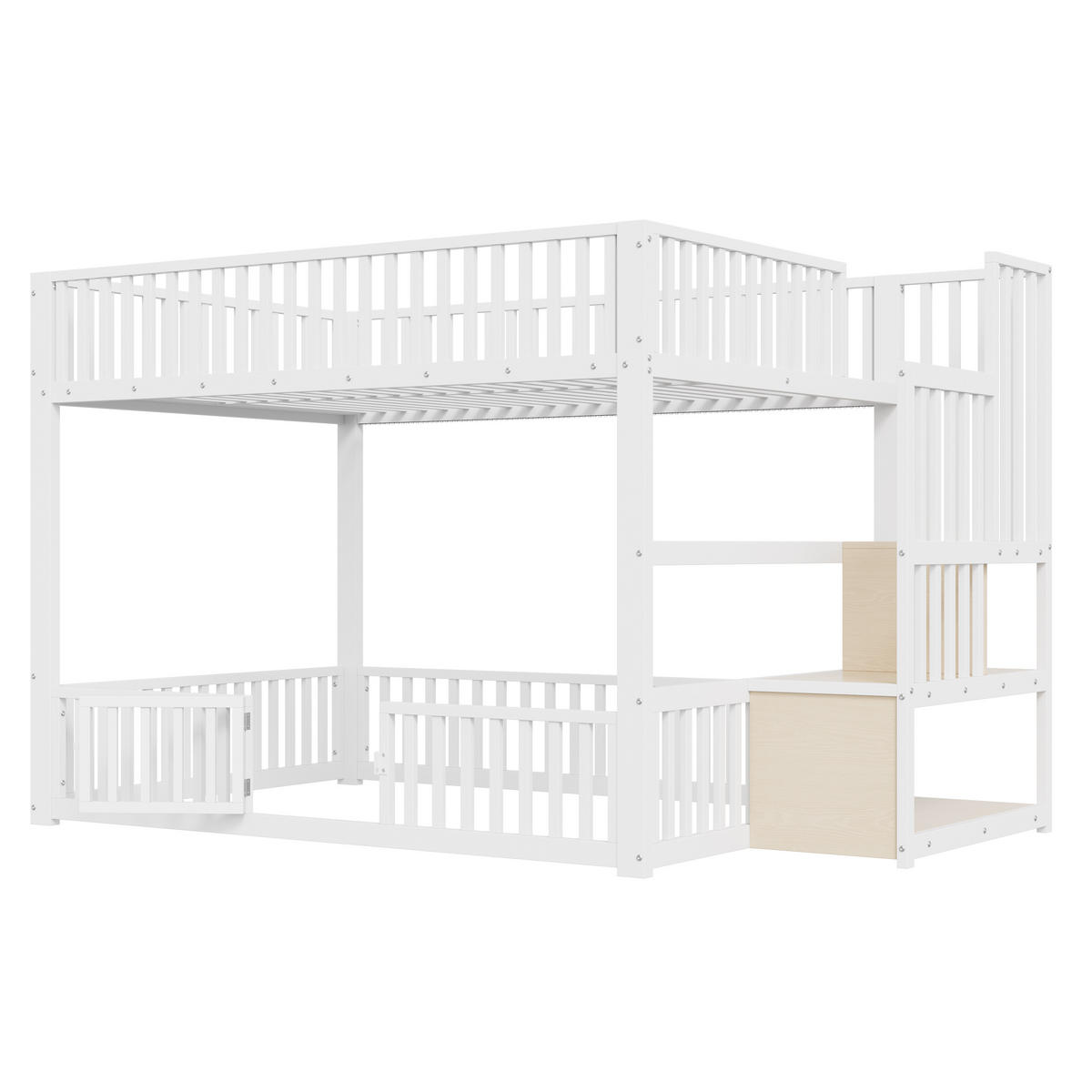 ETAGENBETT 140/200 cm Weiß mit Stauraumleiter und LED - Weiß, Metall (140/200cm) - Oxeza