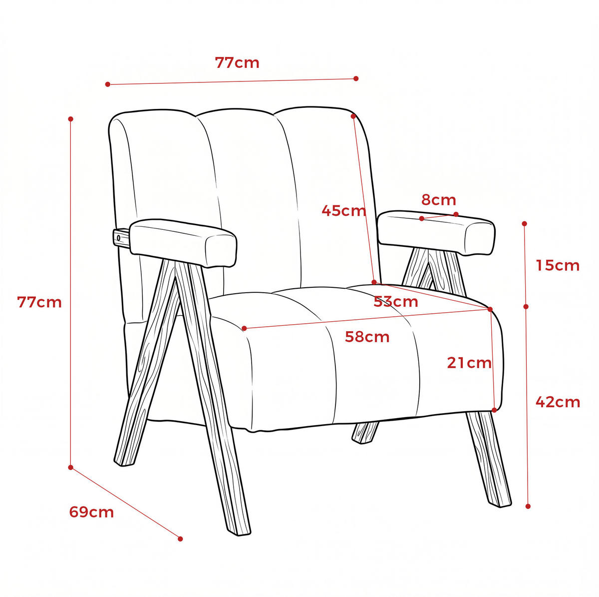 SESSEL aus Bouclé in Gelb mit Eichenholzgestell, modern und kompakt,77/68.5/77 cm - Schwarz, Holz (77/77/68.5cm) - BEAOK