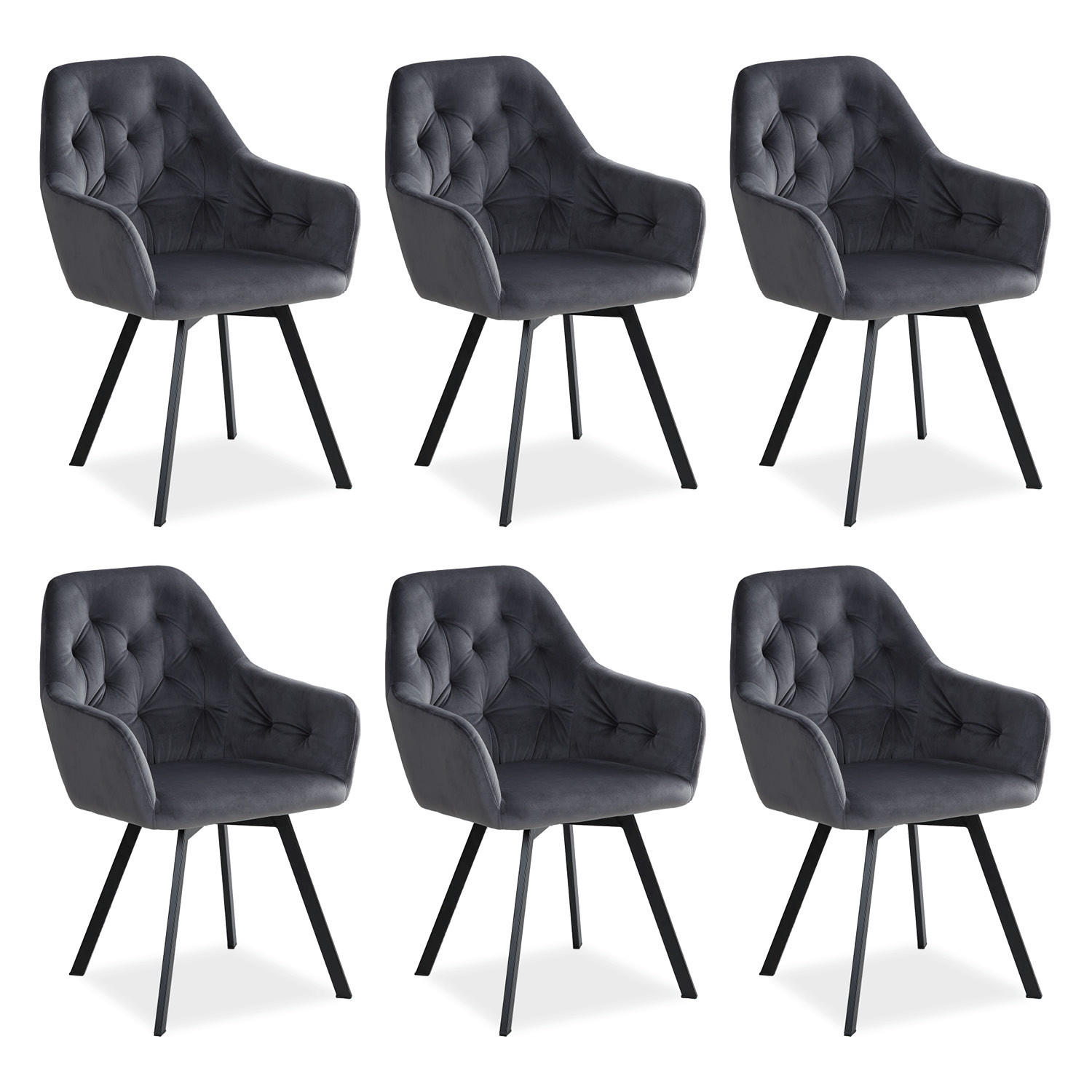 Homestyle4u Armlehnstuhl-Set Grau 59x88x65 cm