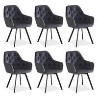 ARMLEHNSTUHL-SET 6 Stück in Stahl Samt Grau - Grau, Textil (59/88/65cm) - Homestyle4u
