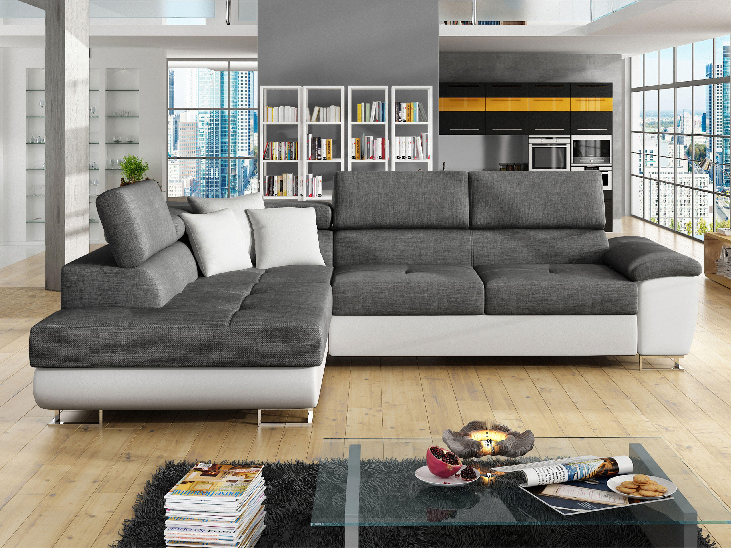 ECKSOFA Cotere Lux, Seite: Links - Grau, Holz/Textil (270/202cm) - MIRJAN24
