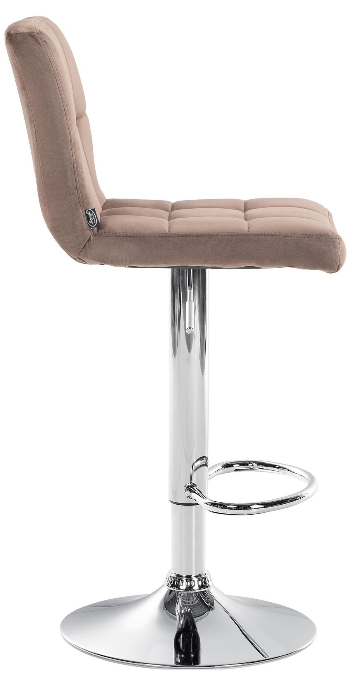 BARHOCKER Samt braun - Chromfarben/Braun, Textil/Metall (46/94/47cm) - CLP