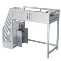 HOCHBETT 90/200 cm aus Massivholz in Grau – mit Rausfallschutz und Leiter - Grau, Holzwerkstoff (90/200cm) - BEAOK