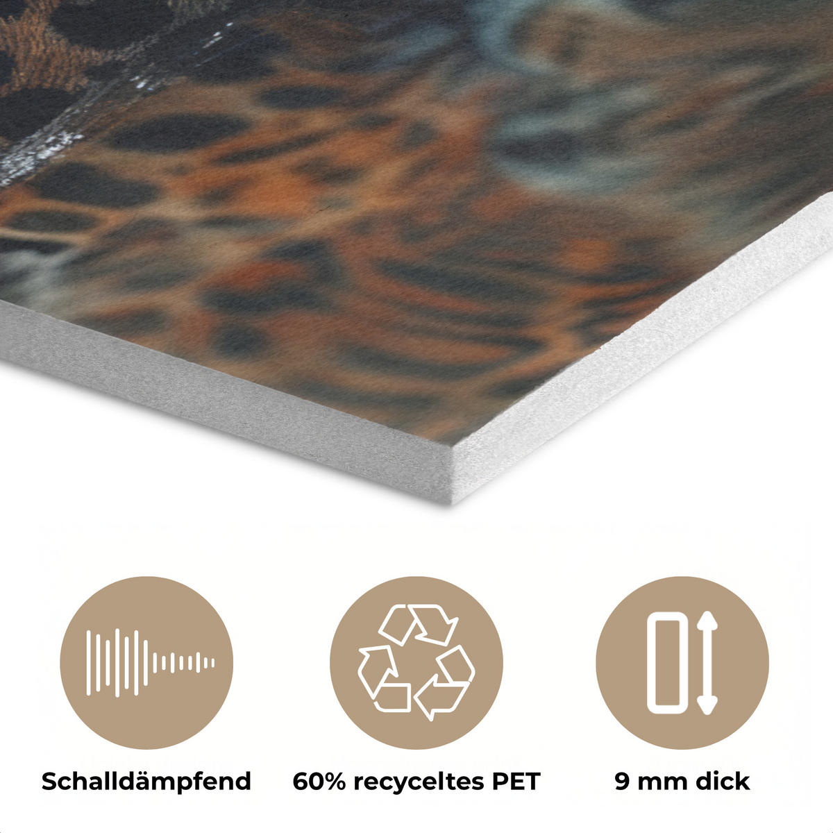 AKUSTIKBILD Natur - Leopard - Tier - Sonnenuntergang - Modern Wanddeko 60x90 cm - Orange, Kunststoff (60/90/0.9cm) - MuchoWow