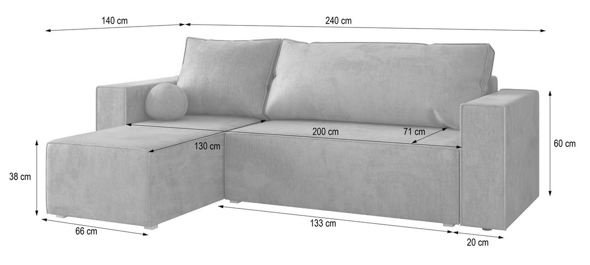 ROHOVÁ SEDAČKA RAVELO krémová - šedá/krémová, dřevo/textil (240/140cm) - MASSENO