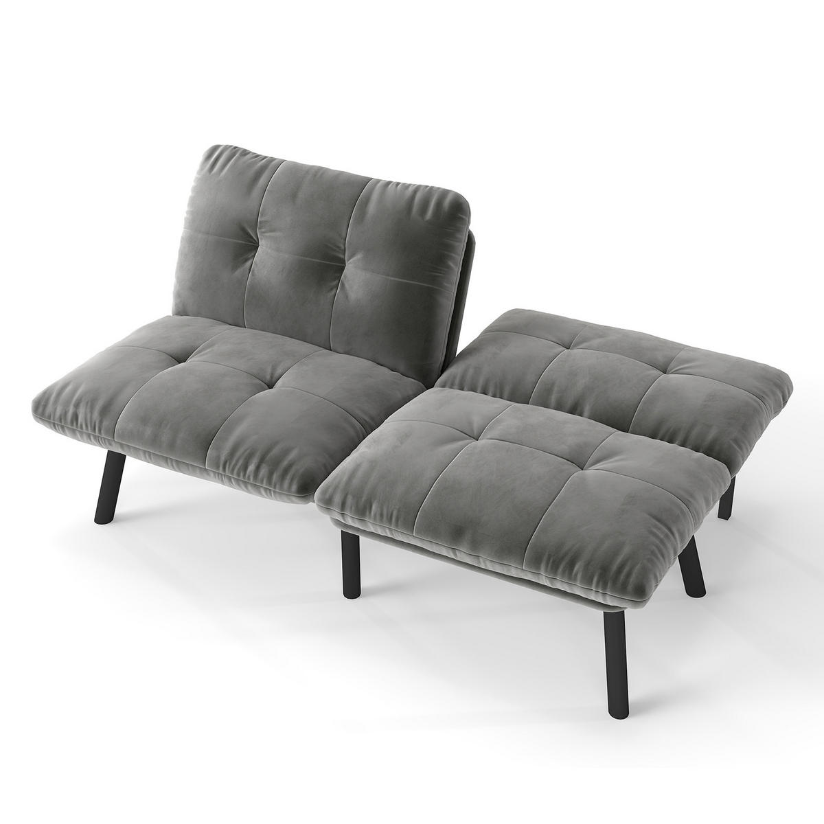 SCHLAFSOFA 160/55/78 cm Gray Samt - Grau, Textil (81/78/160cm) - Oxeza