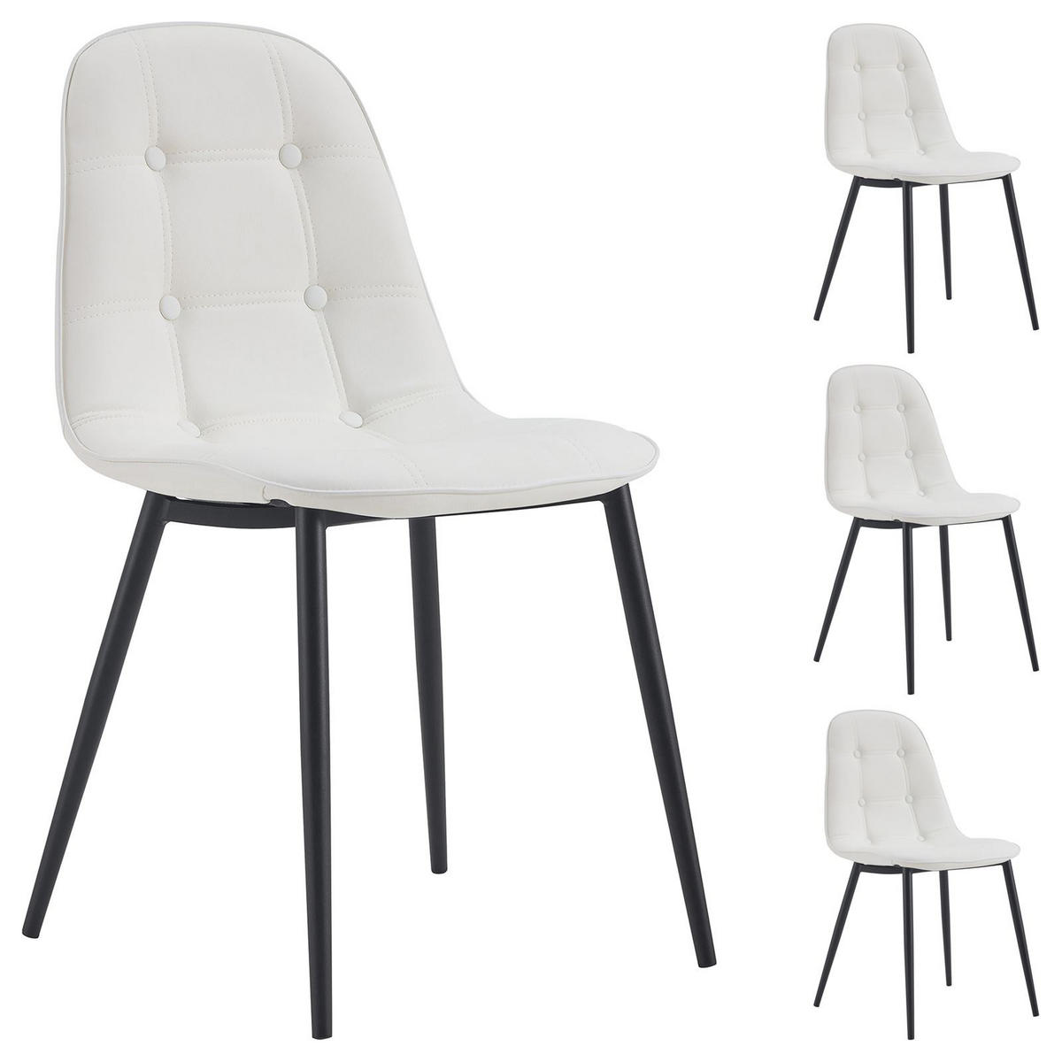 ESSZIMMERSTUHL ALVARO 4ER-SET - Weiß, Textil (47/84/51cm) - IDIMEX