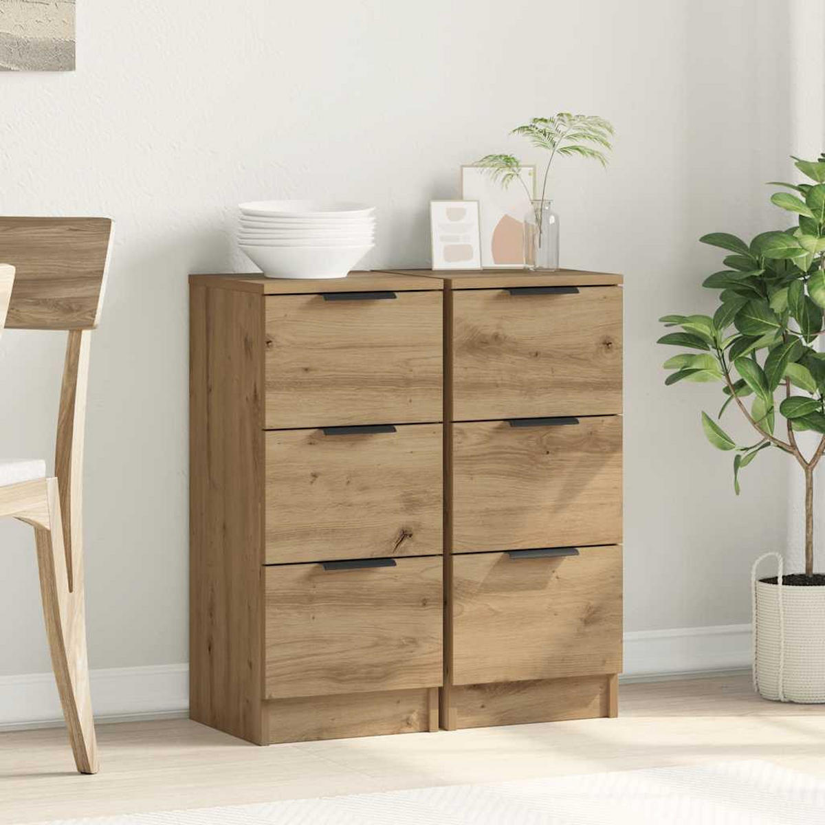 SIDEBOARDS 2Er Set Artisan-Eiche 30/30/70 Cm Holzwerkstoff - Braun, Holzwerkstoff (30/70/30cm) - vidaXL