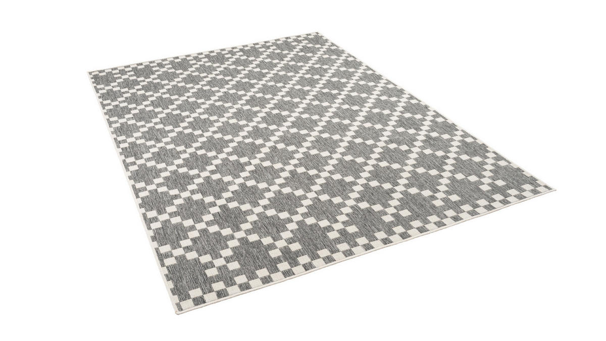 IN- UND OUTDOOR TEPPICH NEWPORT MODERN KARO - Silberfarben, Textil (80/160cm) - Pergamon