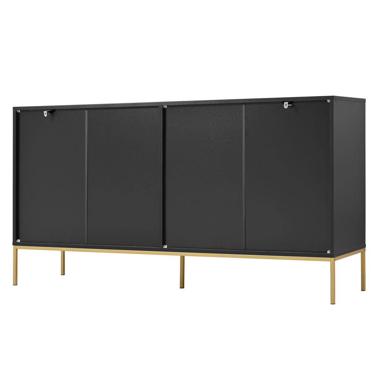 SIDEBOARD aus Spanplatte 40x150x80 cm Schwarz mit goldfarbenen Details, verstellbarem Einlegeboden und Metallfüßen - Schwarz, Holzwerkstoff (150/80/40cm) - Modfu