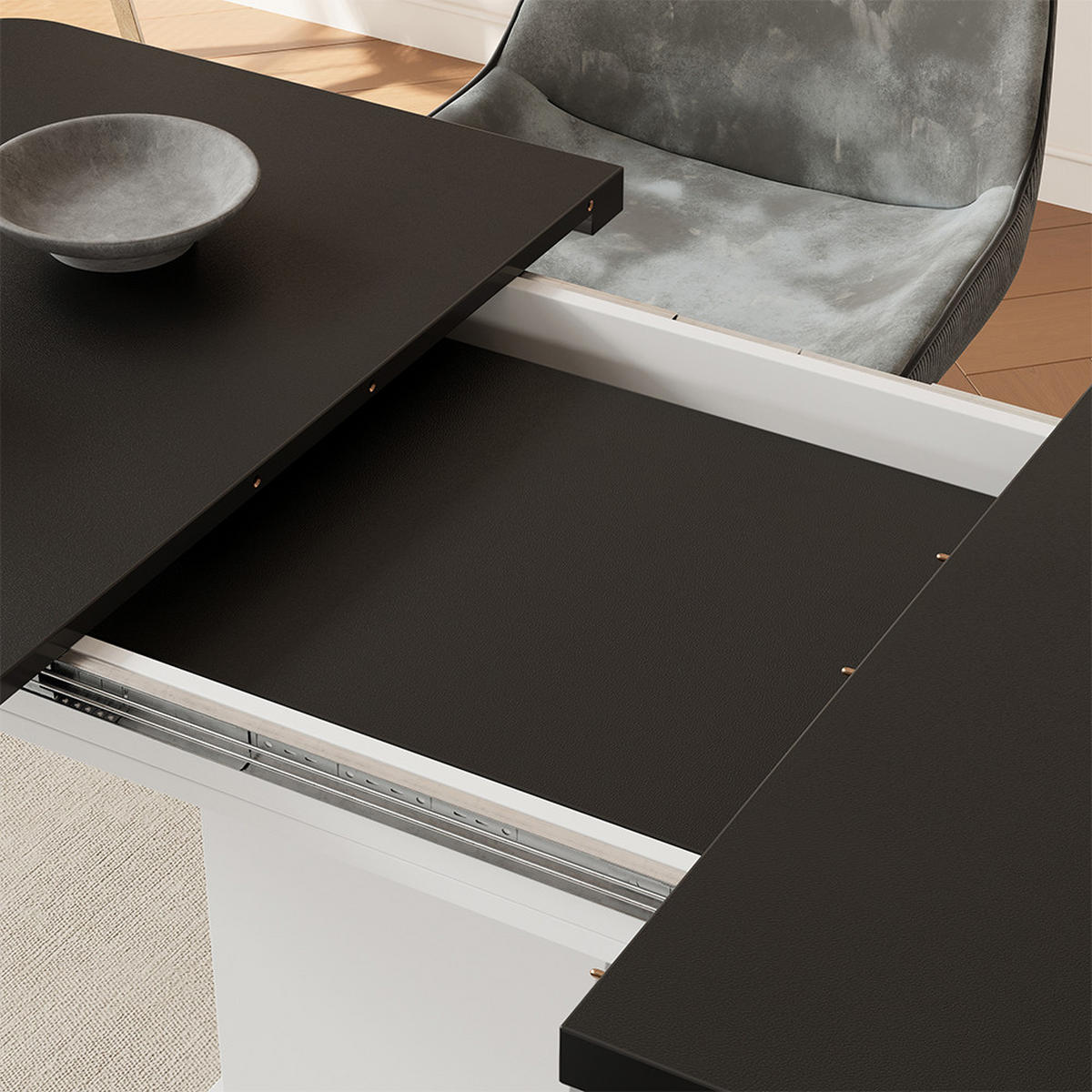 ROZKLÁDACÍ JÍDELNÍ STŮL Fenaro Černá/bílá - bílá/černá, kompozitní dřevo (80/120/77.3cm) - Vicco