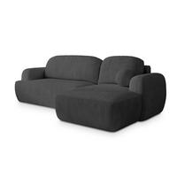 ECKSOFA MODENZA P R-S Graphitfarben Kordstoff mit Schlaffunktion - Graphitfarben, Holz (266/148cm) - MASSENO