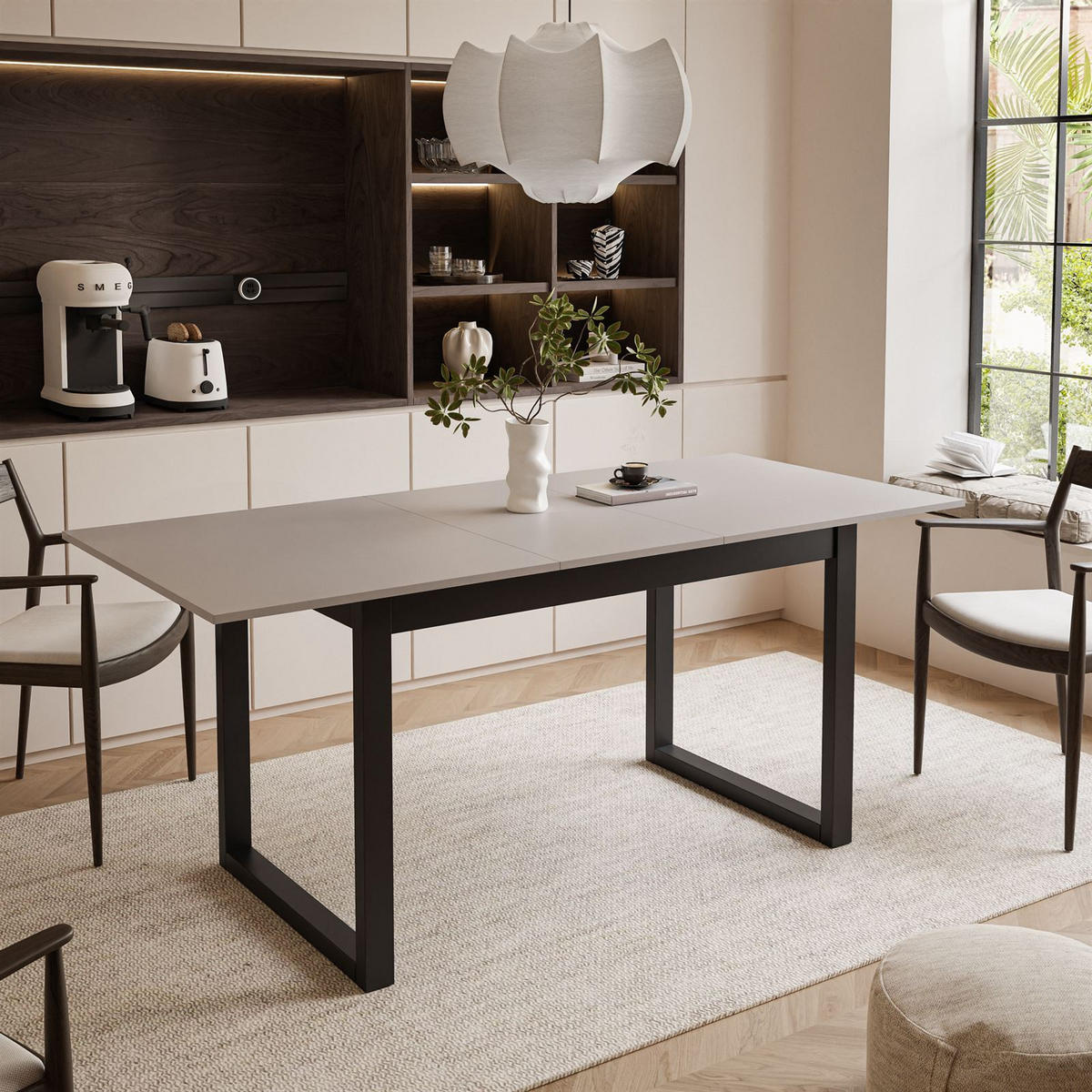 ESSTISCH ARTON II ausziehbarer Tisch 140-195 cm für 6-8 Personen - Beige/Schwarz, Holzwerkstoff/Metall (140/80/77cm) - Lookway