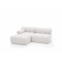 ECKSOFA L-Form Mini II Modular, Bouclé-Stoff Abriamo, Ecru, Links, Selia - Ecru, Holz (190/160cm) - Kaiser Möbel