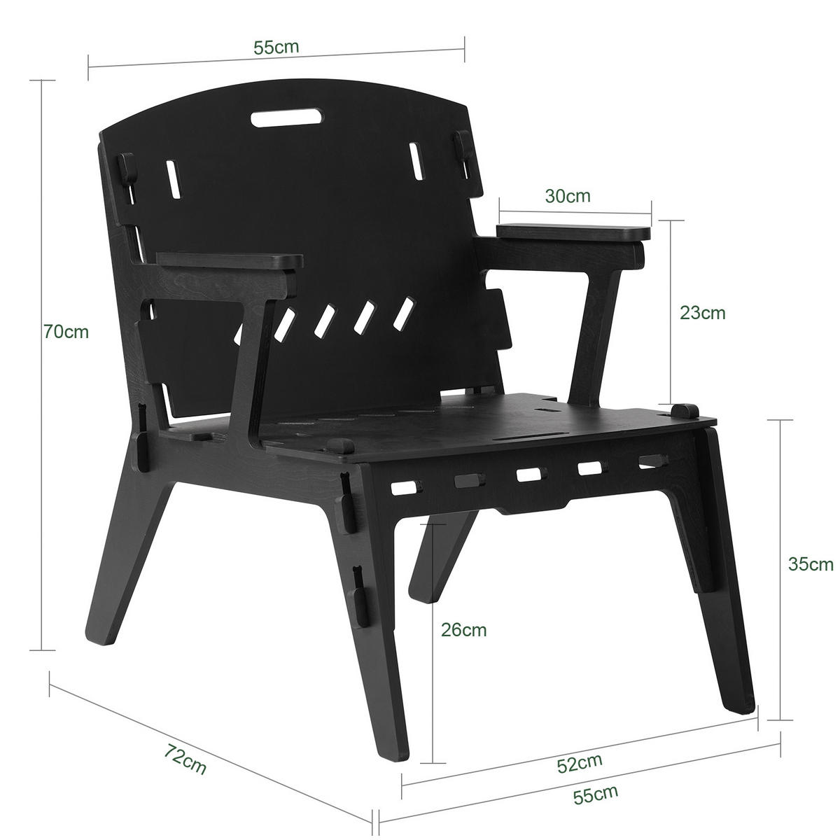 STUHL Schwarz - Schwarz, Holz (55/70/72cm) - SoBuy