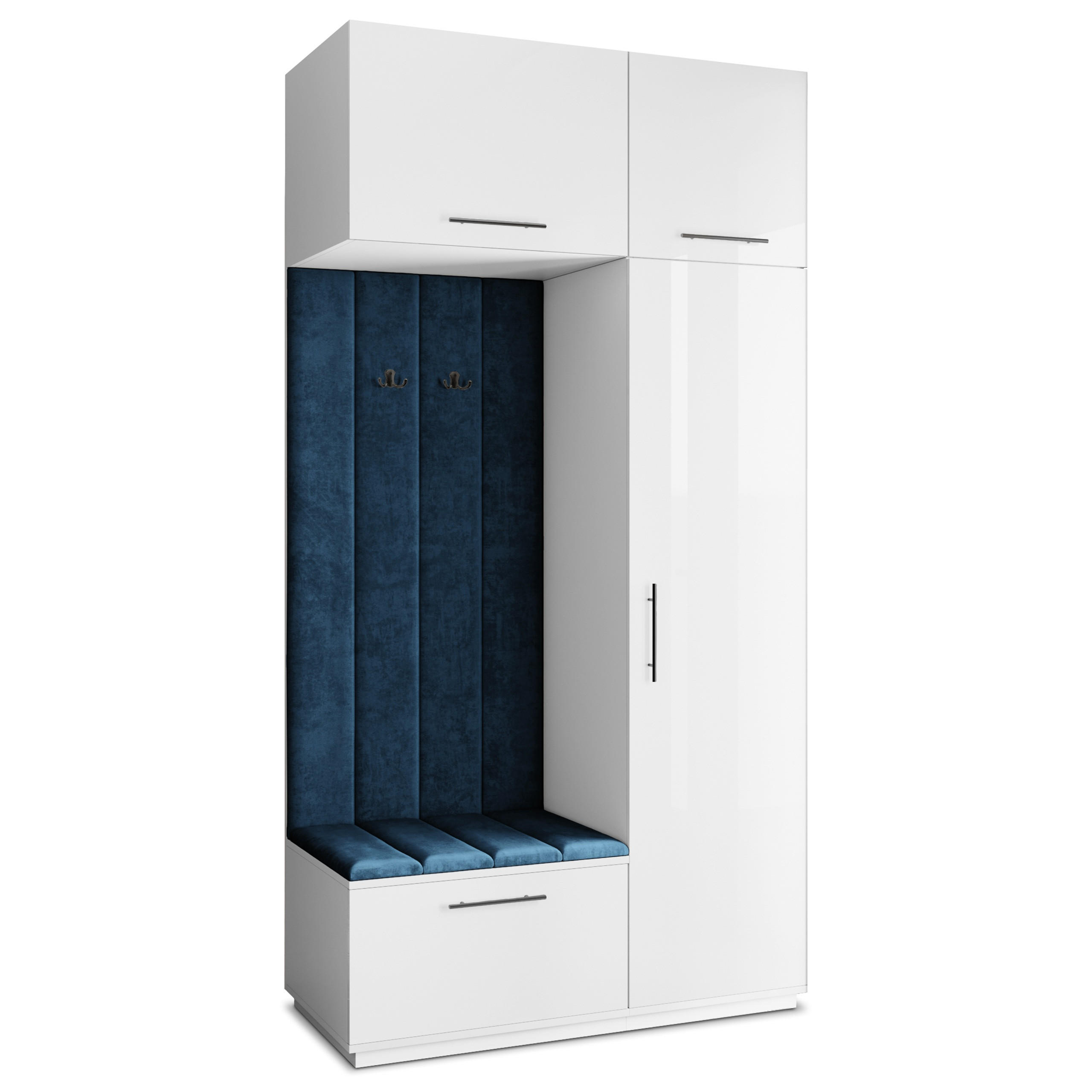 Masseno Garderobenschrank Weiß, Blau 120x240x60 cm