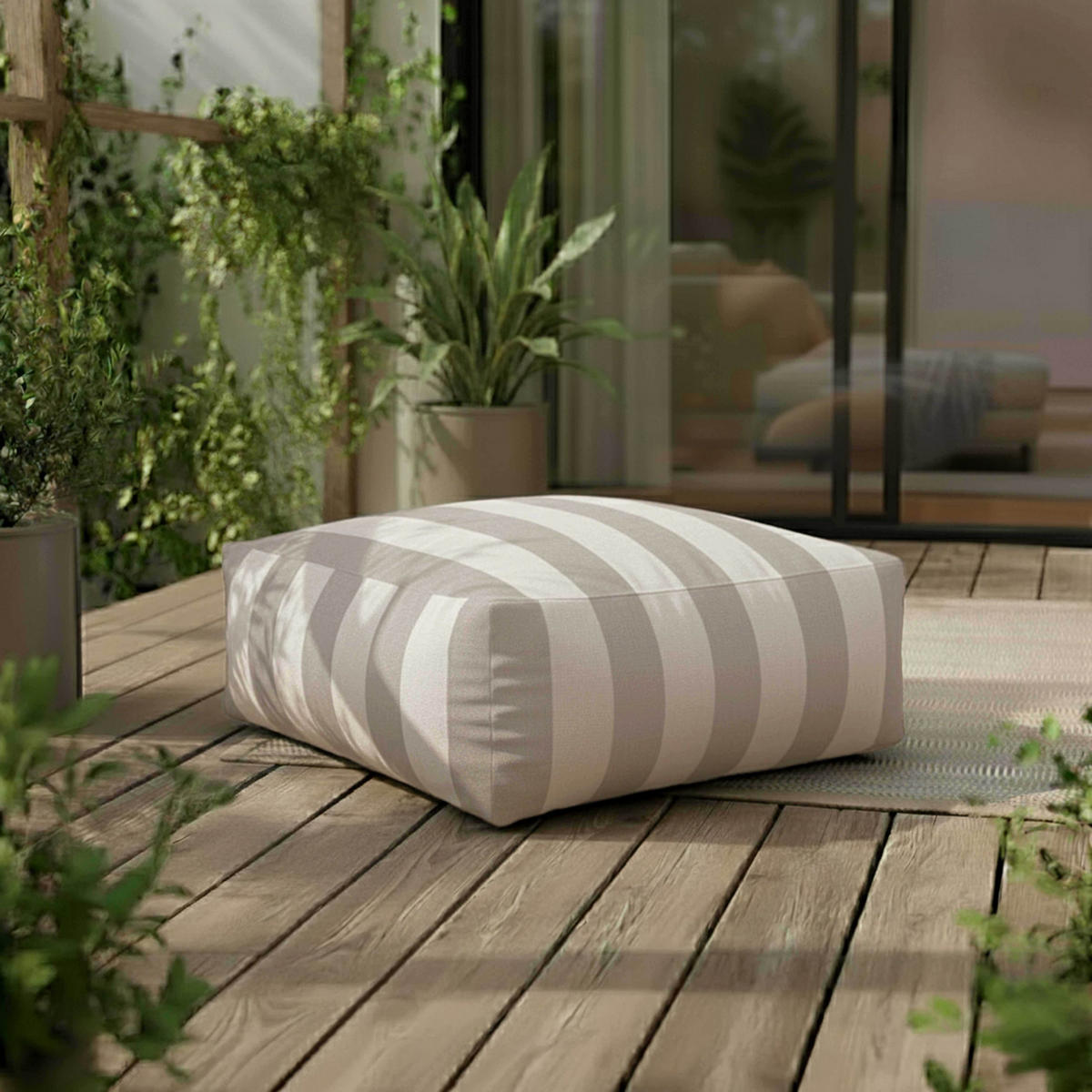 OUTDOOR-SITZSACK, Beigefarbe - Beige, Textil (85/30/85cm) - Oviala