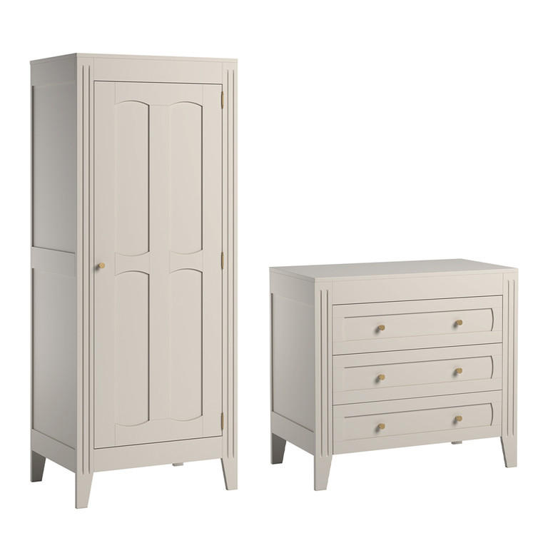 BABYZIMMER 2-teilig Milenne Beige - Beige, Holz (100/90/55cm) - Petits-meubles