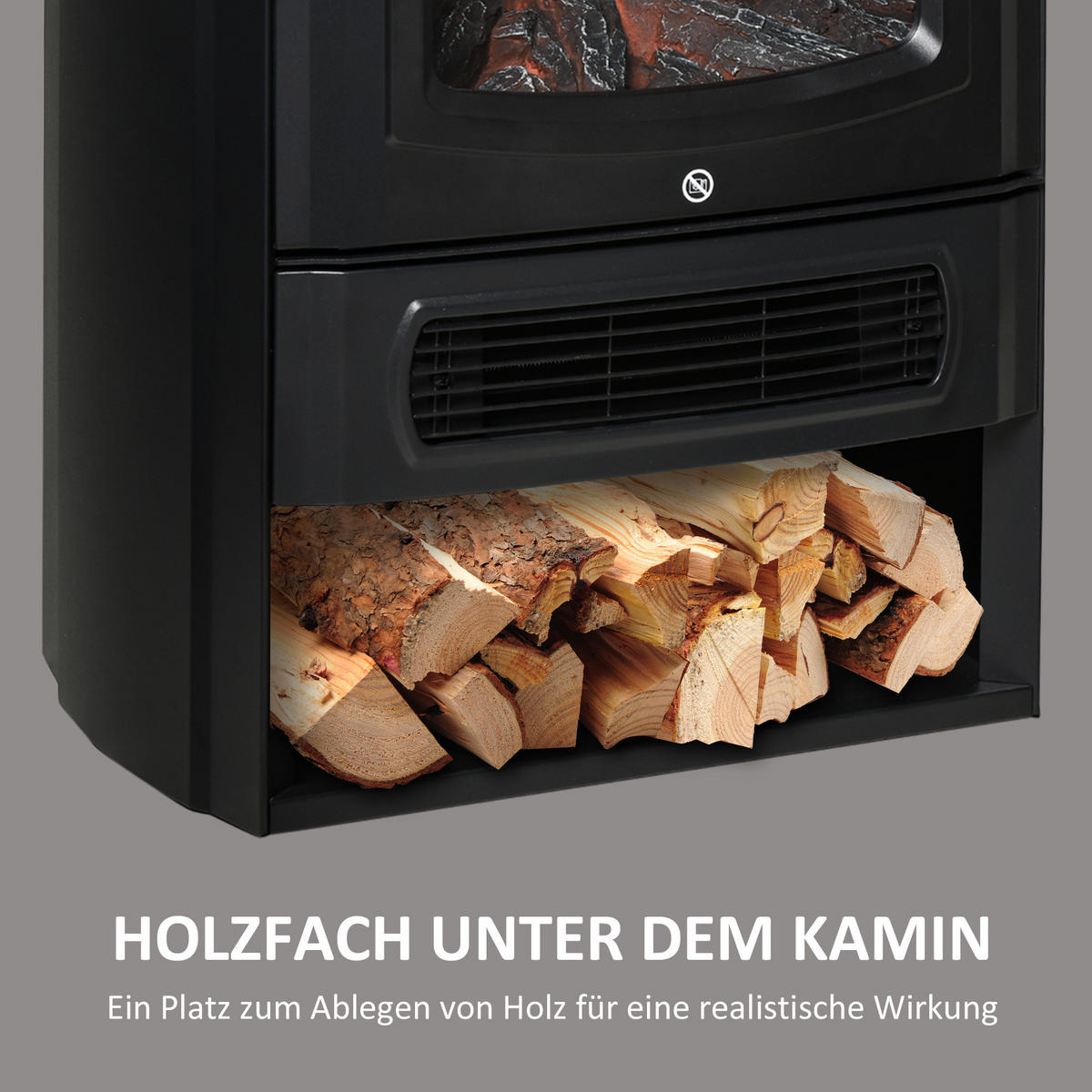ELEKTROKAMIN mit Flammeneffekt, Thermostat Kaminofen, 1000 W/2000 W, Schwarz - Schwarz, Metall (5/32/44cm) - HOMCOM