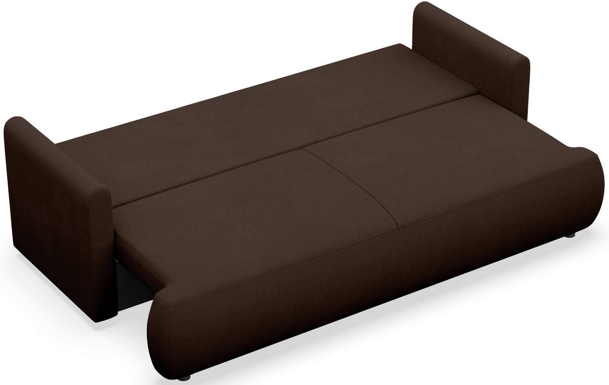 SCHLAFSOFA Ovo Mini Braun Chenille Easy Clean - Schwarz/Braun, Kunststoff/Textil (226/90/97cm) - Selsey