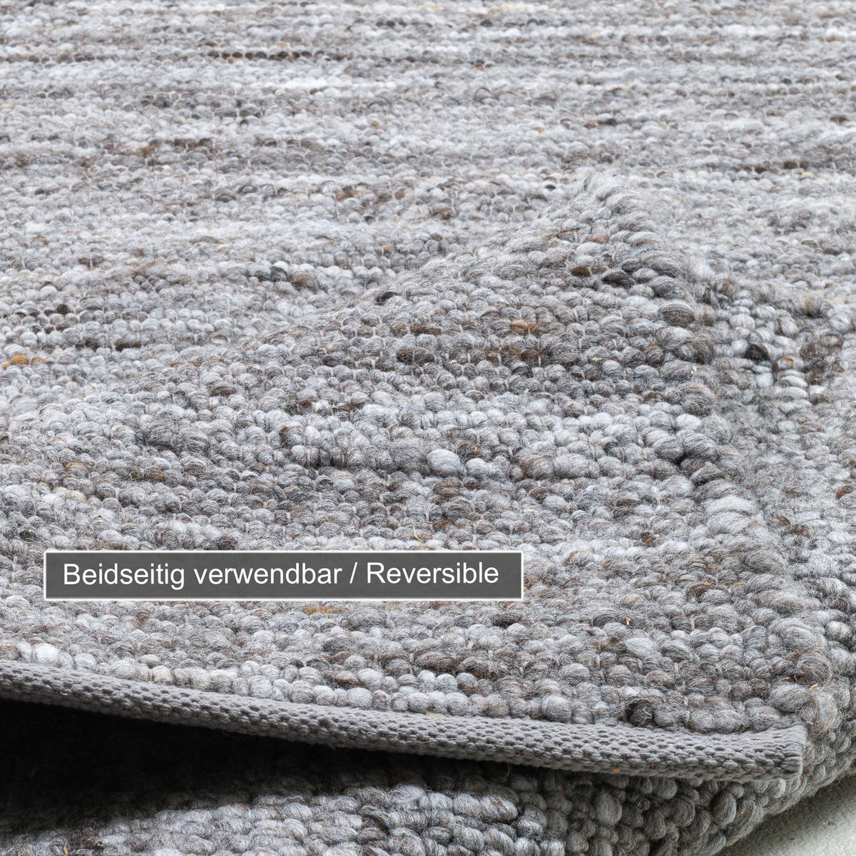 HANDWEBETEPPICH Malli, modern, strapazierfähig, pflegeleicht 70x140 cm - Dunkelgrau, Textil (70/140cm) - Rug and Roll