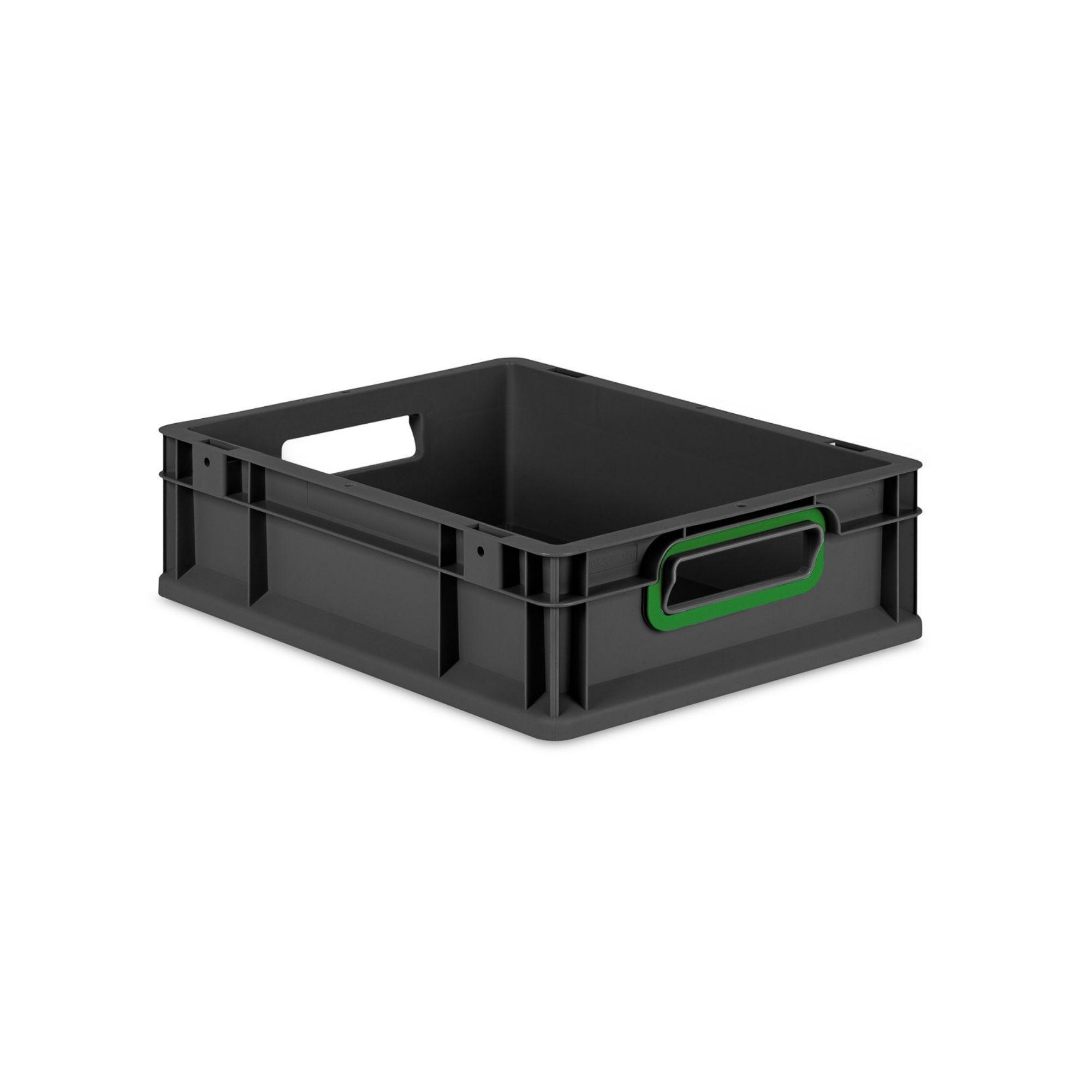 EUROBOX NextGen Color 12x30x40 cm 11 Liter Griffe grün offen, Schwarz - Schwarz/Grün, Kunststoff (30/12/40cm) - PROREGAL