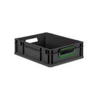 EUROBOX NextGen Color 12x30x40 cm 11 Liter Griffe grün offen, Schwarz - Schwarz/Grün, Kunststoff (30/12/40cm) - PROREGAL