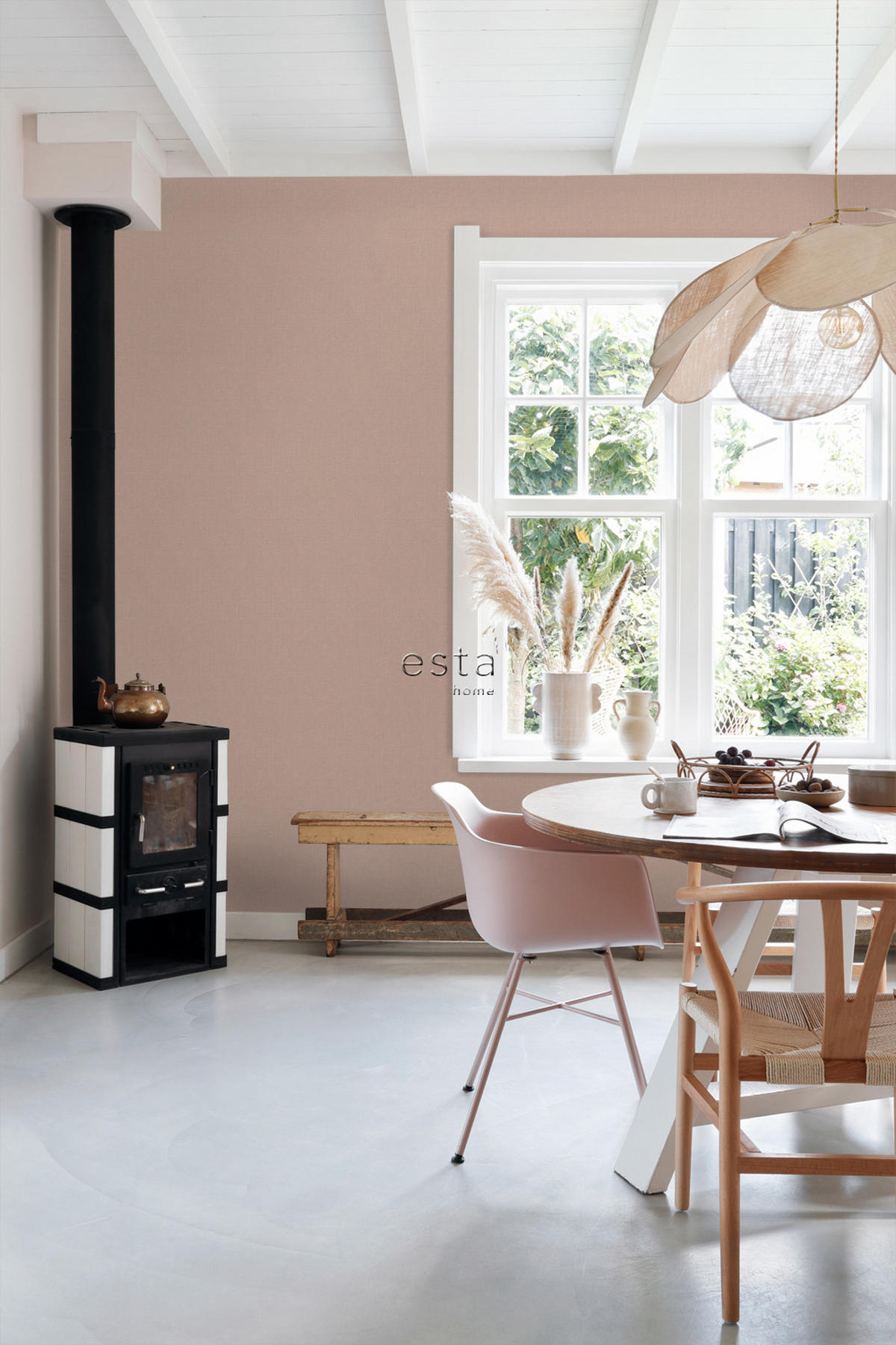 TAPETE Leinen-Optik 53 cm x 10.05 m - Pink, Papier (53/1000cm) - ESTAhome