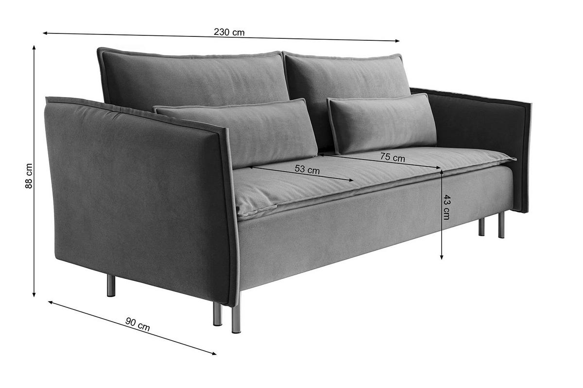 SCHLAFSOFA Ummo Graubeige Velours - Greige/Goldfarben, Textil/Metall (230/88/90cm) - Selsey