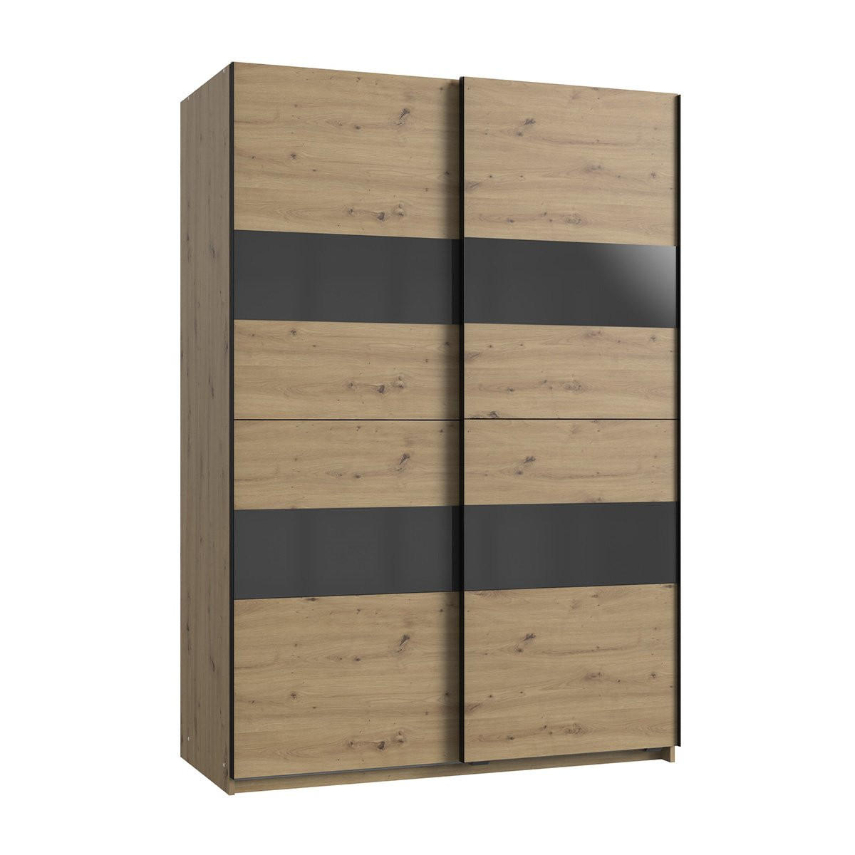 SCHRANK mit 2 Schiebetüren und Einsatz - L135 cm - Eiche Artisan, Holzwerkstoff (65/200/135cm) - Calicosy