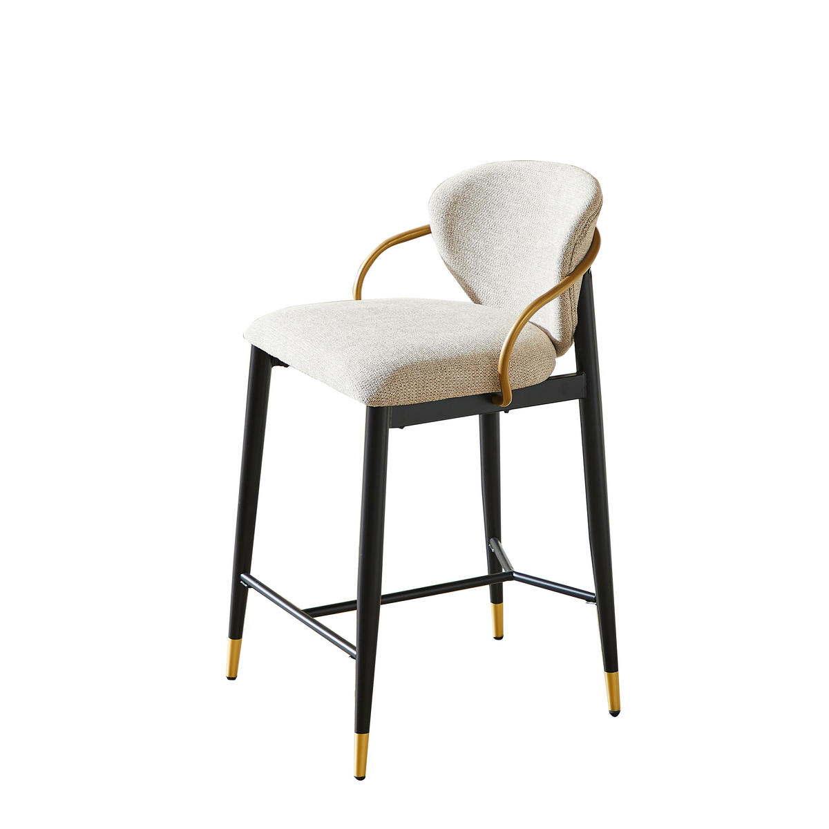 BARHOCKER 2er-Set höhenverstellbar aus Chenille, Hellbraun - Schwarz, Textil (52/97/57cm)