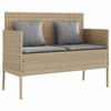 GARTENBANK mit Kissen Beige Poly Rattan - Beige/Grau, Kunststoff (113/87/61cm) - furnicato