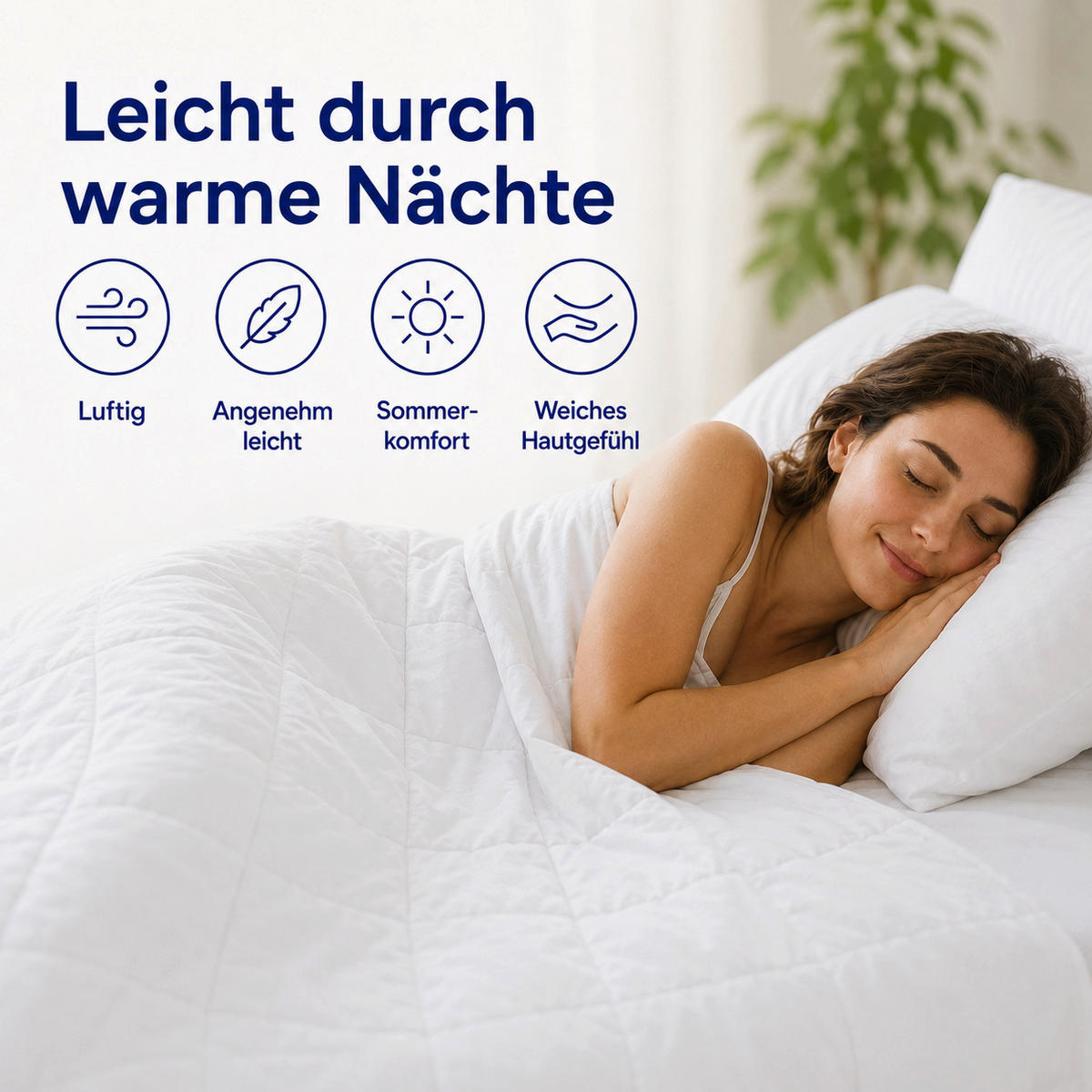 SOMMERBETTDECKE 155x220 cm – leichte Bettdecke mit kühlender Füllung & atmungsaktivem Mikrofaserbezug - Weiß, Textil (155/220cm) - Mister Sandman