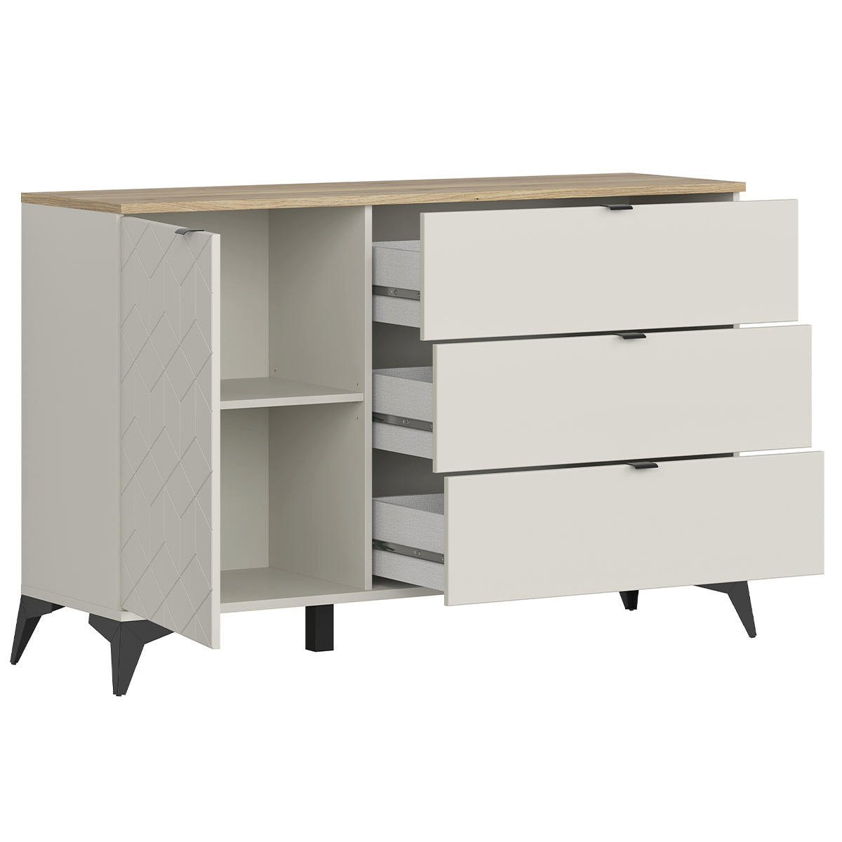KOMMODE Naya Kaschmir - Holz nach Mauvella-Art - Beige, Holzwerkstoff (138/89.6/41.6cm) - Petits-meubles