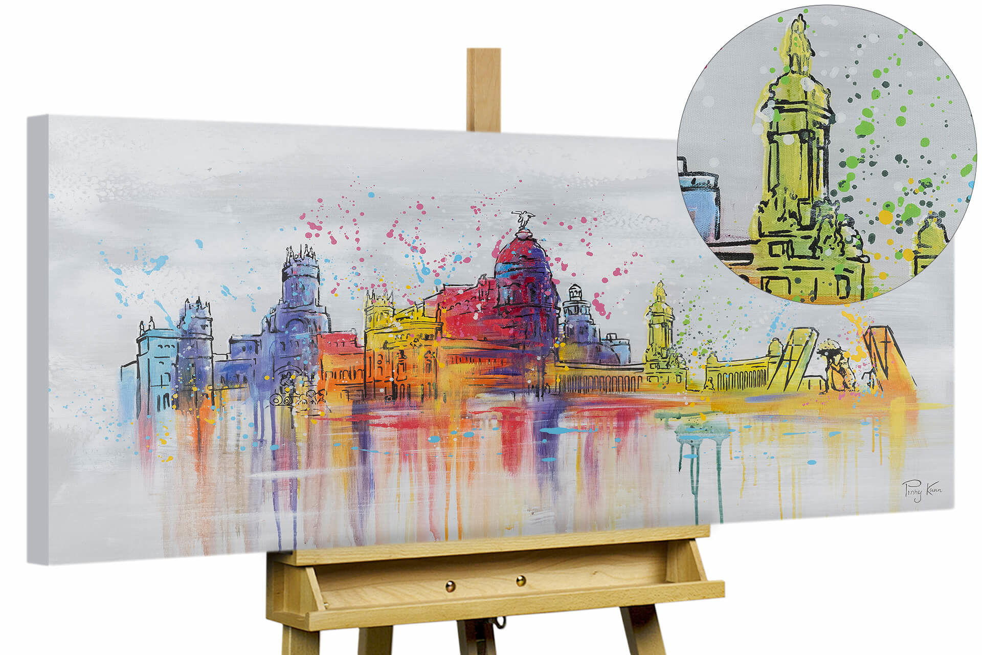 ACRYLBILD HANDGEMALT 120/60 cm - Multicolor/Grau, Holz/Textil (1.7/60cm) - KUNSTLOFT
