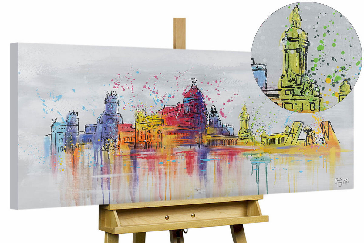 ACRYLBILD HANDGEMALT 120/60 cm - Multicolor/Grau, Holz/Textil (1.7/60cm) - KUNSTLOFT