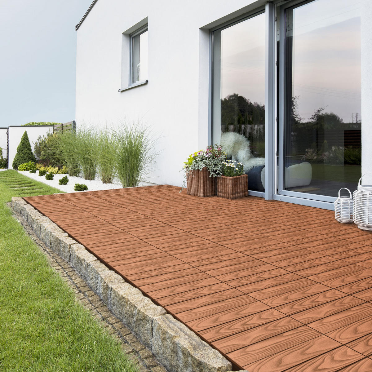 TERRASSENFLIESE Hellbraun 22 Stück - Hellbraun, Holzwerkstoff (30/30/2.1cm) - ML-DESIGN