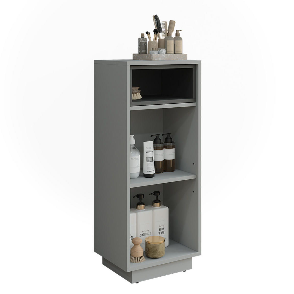 MIDISCHRANK Beatrice Grau/Anthrazit 38 x 93 cm mit 3 Fächern - Anthrazit/Grau, Holzwerkstoff (38/93/30cm) - Vicco