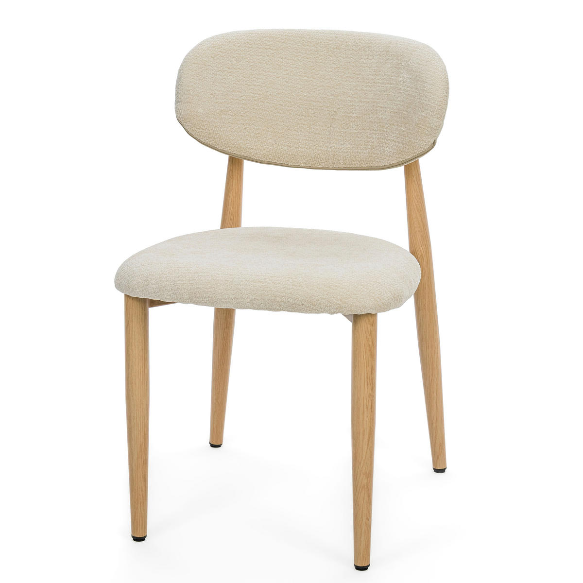 STUHL ALMO gepolstert Beine in Holzoptik - creme - Chenille - Eichefarben/Creme, Textil/Metall (47/77/54cm) - NEW HOME