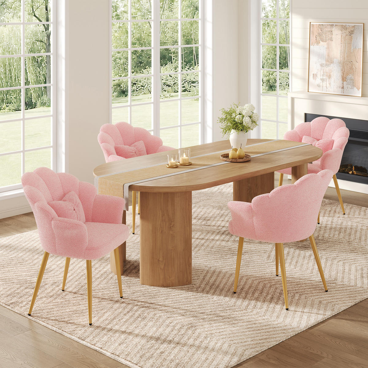 ARMLEHNSTUHL-SET 4 Stück, Blütenblatt-Design, DE-42136, Rosa - Pink, Holzwerkstoff (65.5/85/64cm) - ComfortXL