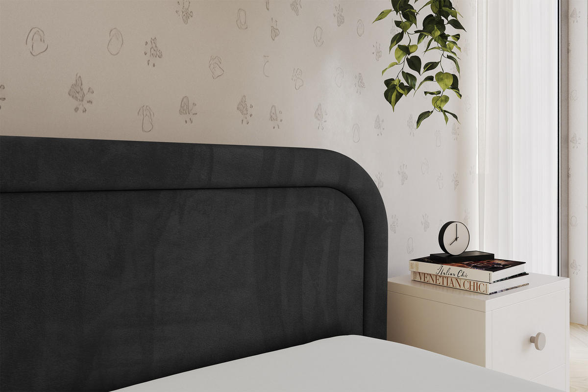 EINZELLBETT Jugendbett mit Bettkasten, Links - JOVY 80x200 Schwarz - Schwarz, Holzwerkstoff/Textil (80/200cm) - ALTDECOR