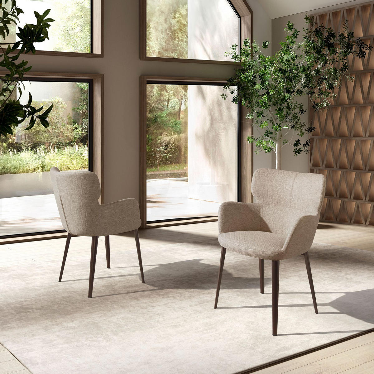 STUHL Brauner marmorierter Stoffstuhl 58/59/80 cm - Braun, Textil (58/80/59cm) - ANGEL CERDA